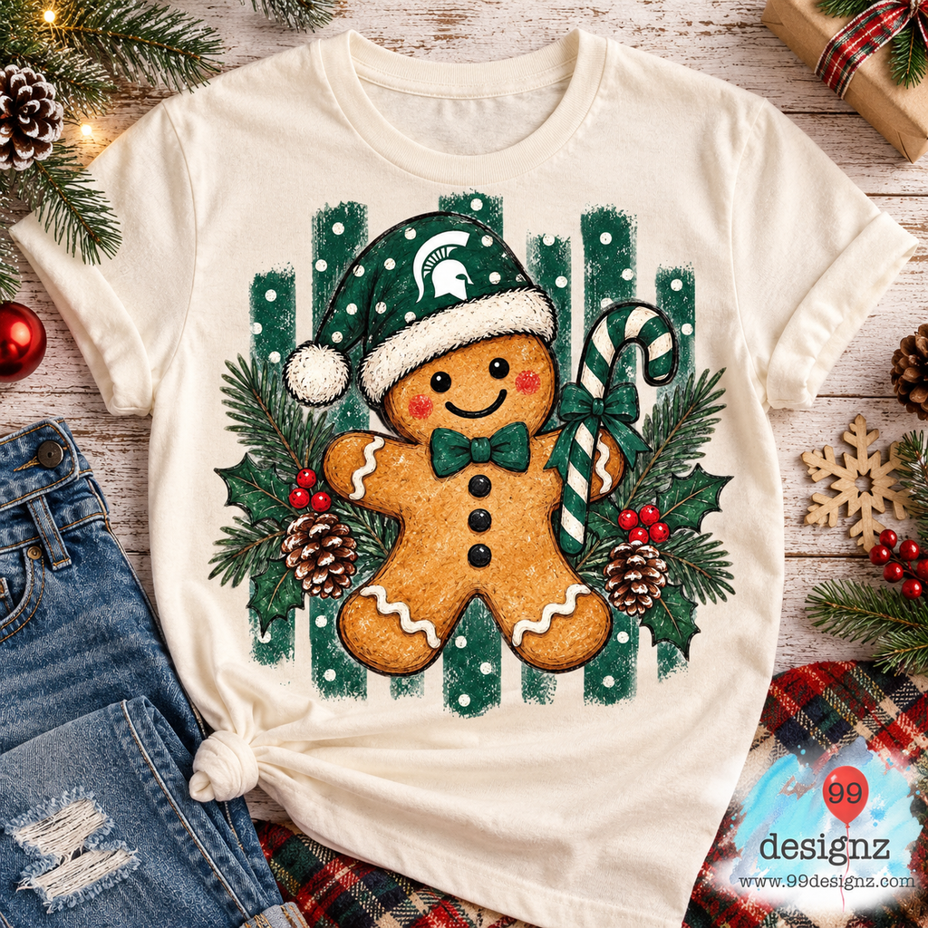 Michigan State Spartans Gingerbread Christmas PNG Digital Download for Fans