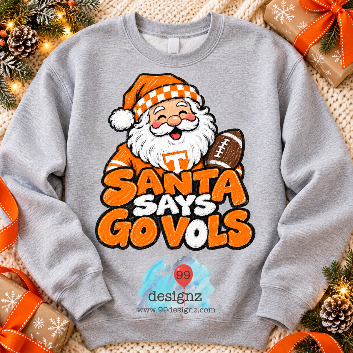Santa Says Go Vols PNG | Tennessee Football Christmas Design