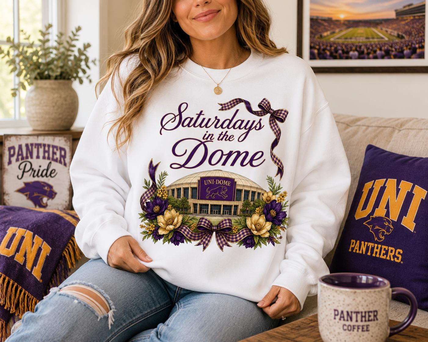 UNI Panthers Football Saturdays in the Dome PNG, Purple Gold Game Day Design (Digital Download)