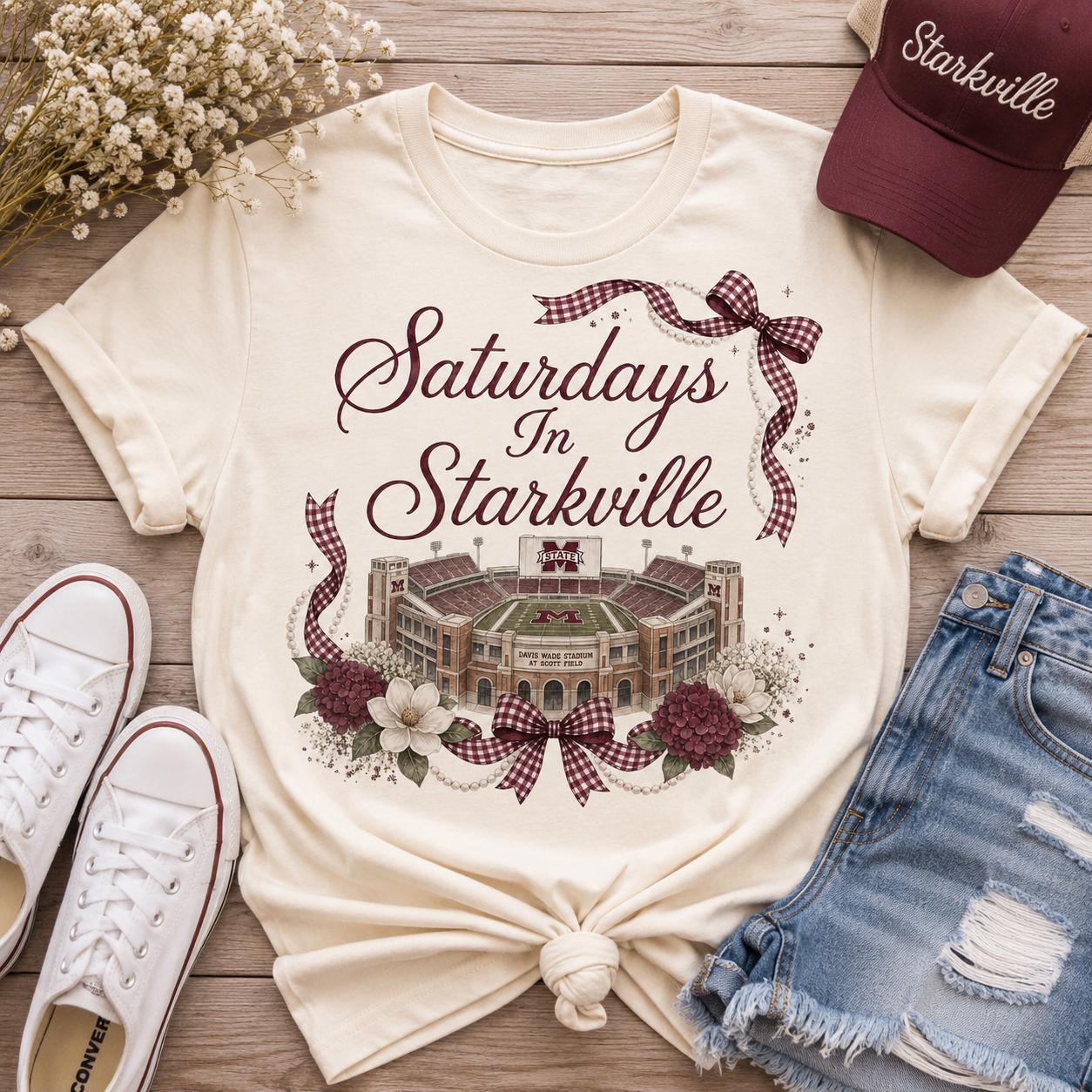 Saturdays in Starkville PNG, Mississippi State Football Design, Game Day Coquette Bow (Digital Download)