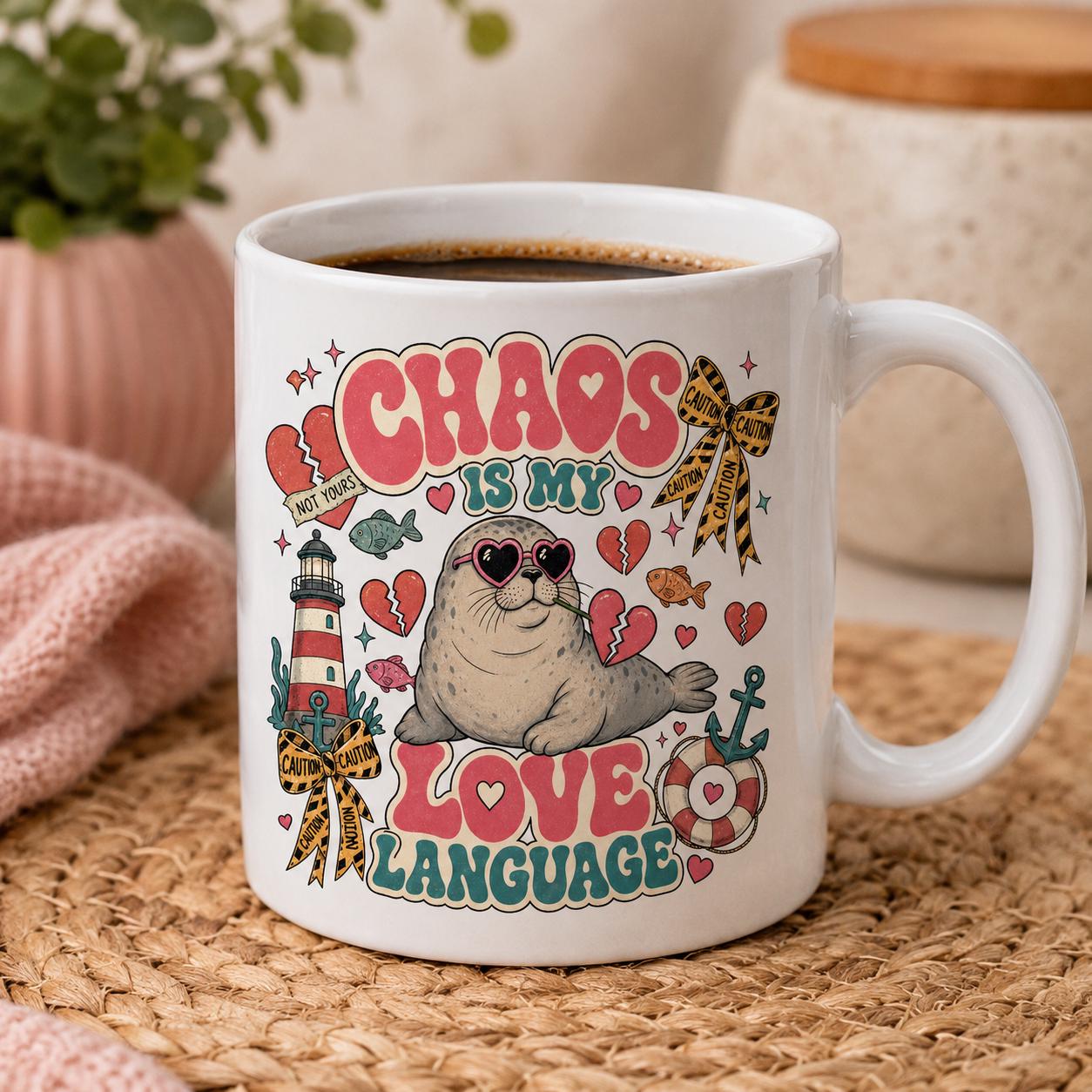 Chaos Love Language Seal PNG, Retro Coastal Humor Graphic (Digital Download)