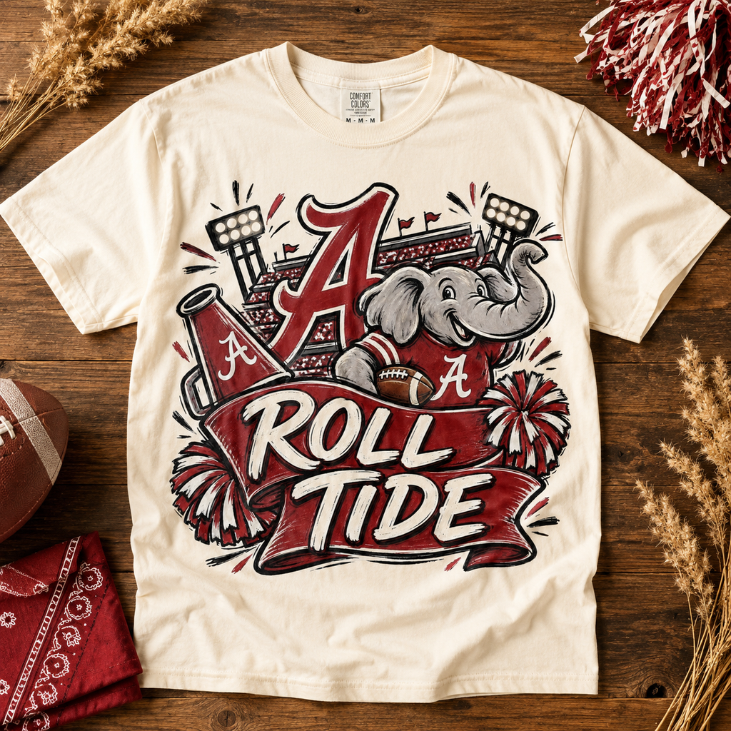 Roll Tide PNG Design | Alabama Crimson Tide Sublimation & DTG Digital Download