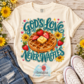 God's Love Never Waffles PNG | Christian Waffle & Strawberry Design