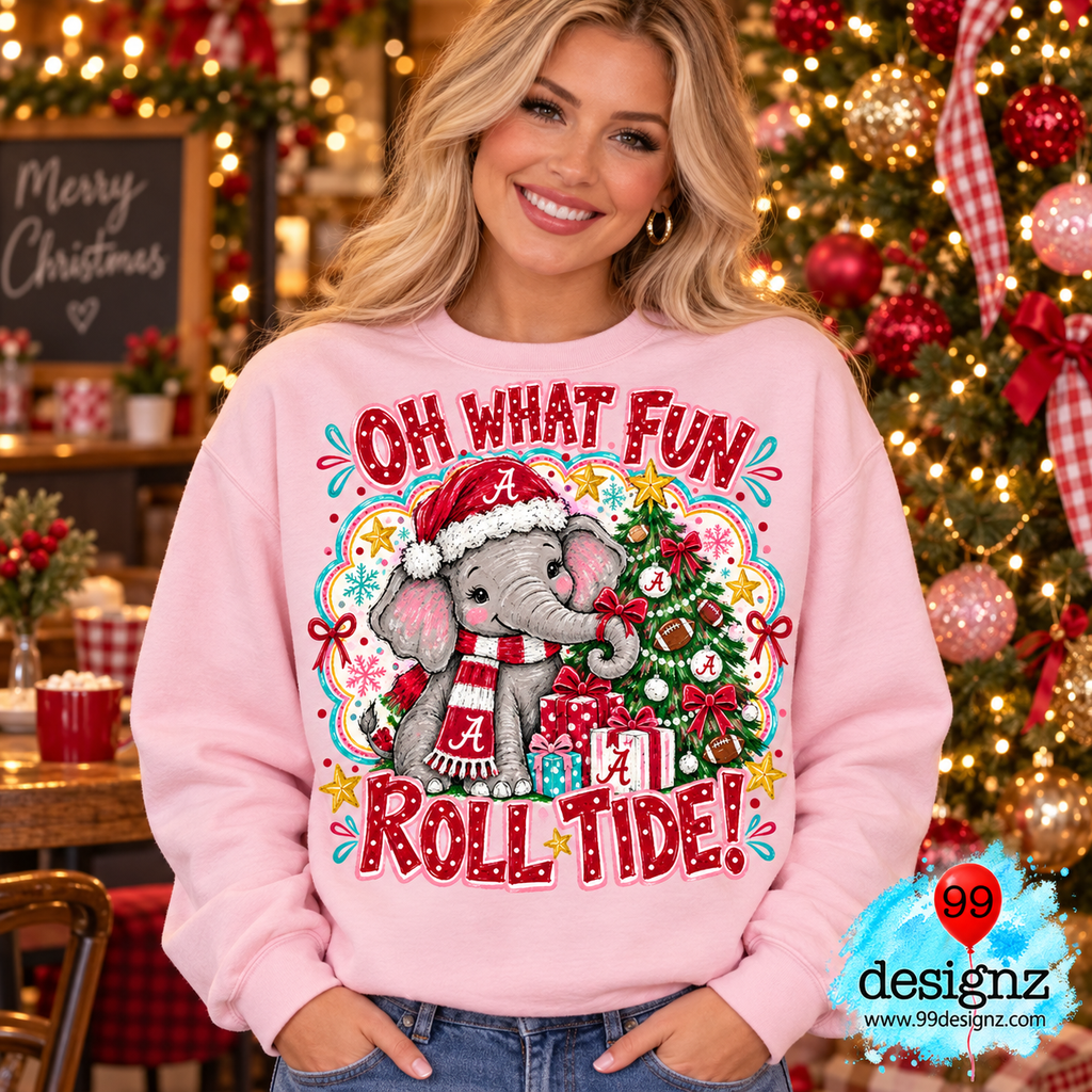 Oh What Fun Roll Tide Christmas Digital Design | Digital Download