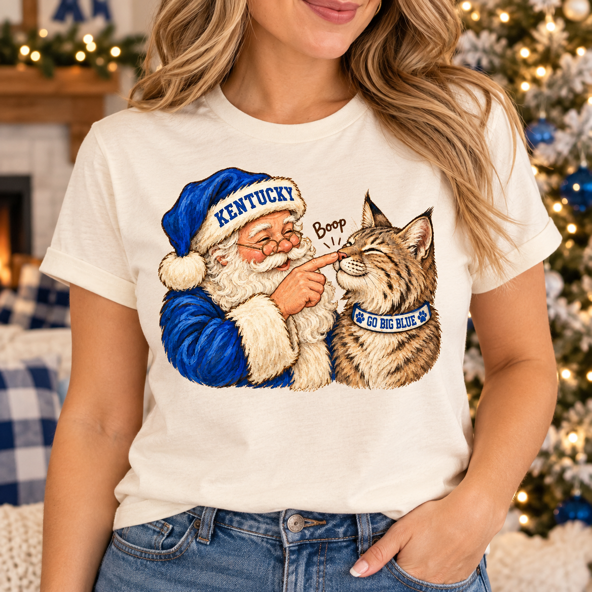 Kentucky Santa Boop PNG | Go Big Blue Wildcat Christmas Sublimation Design