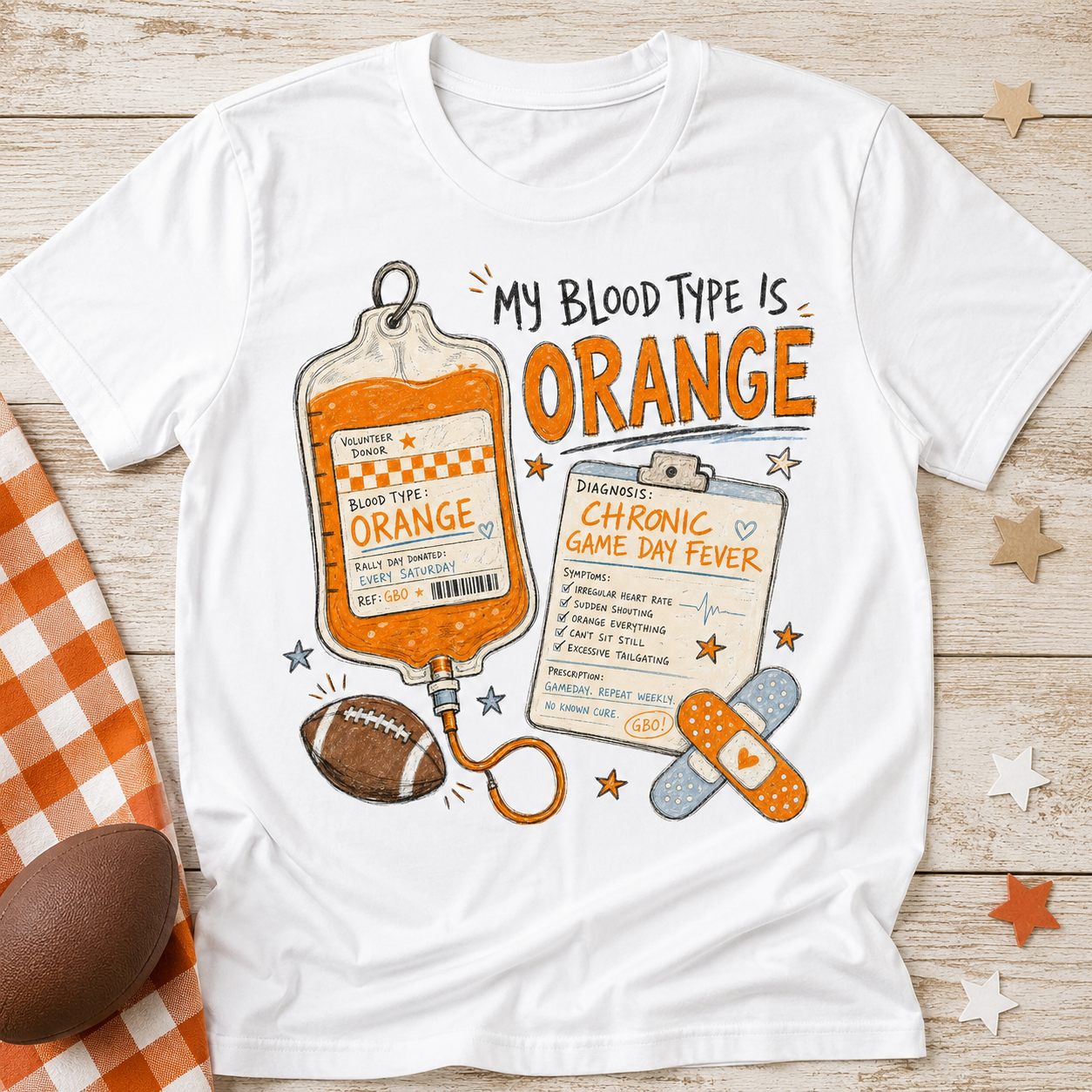 My Blood Type Is Orange PNG – Football Game Day Sublimation Design