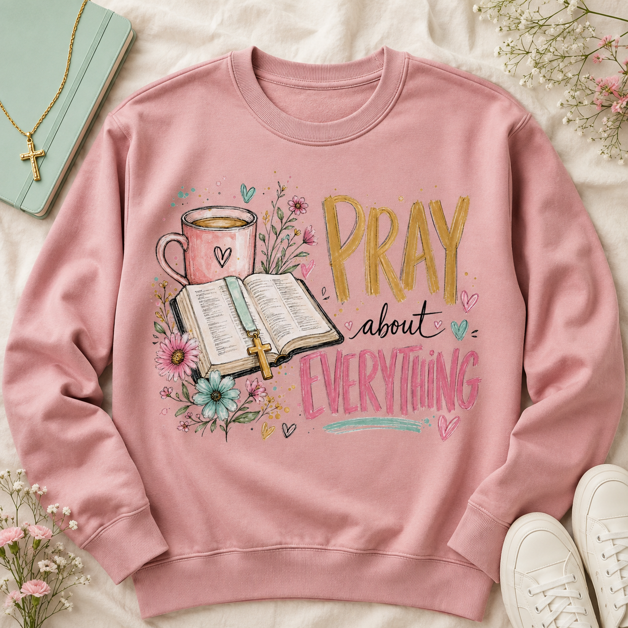 Pray About Everything PNG Design | Sublimation & DTG Digital Download