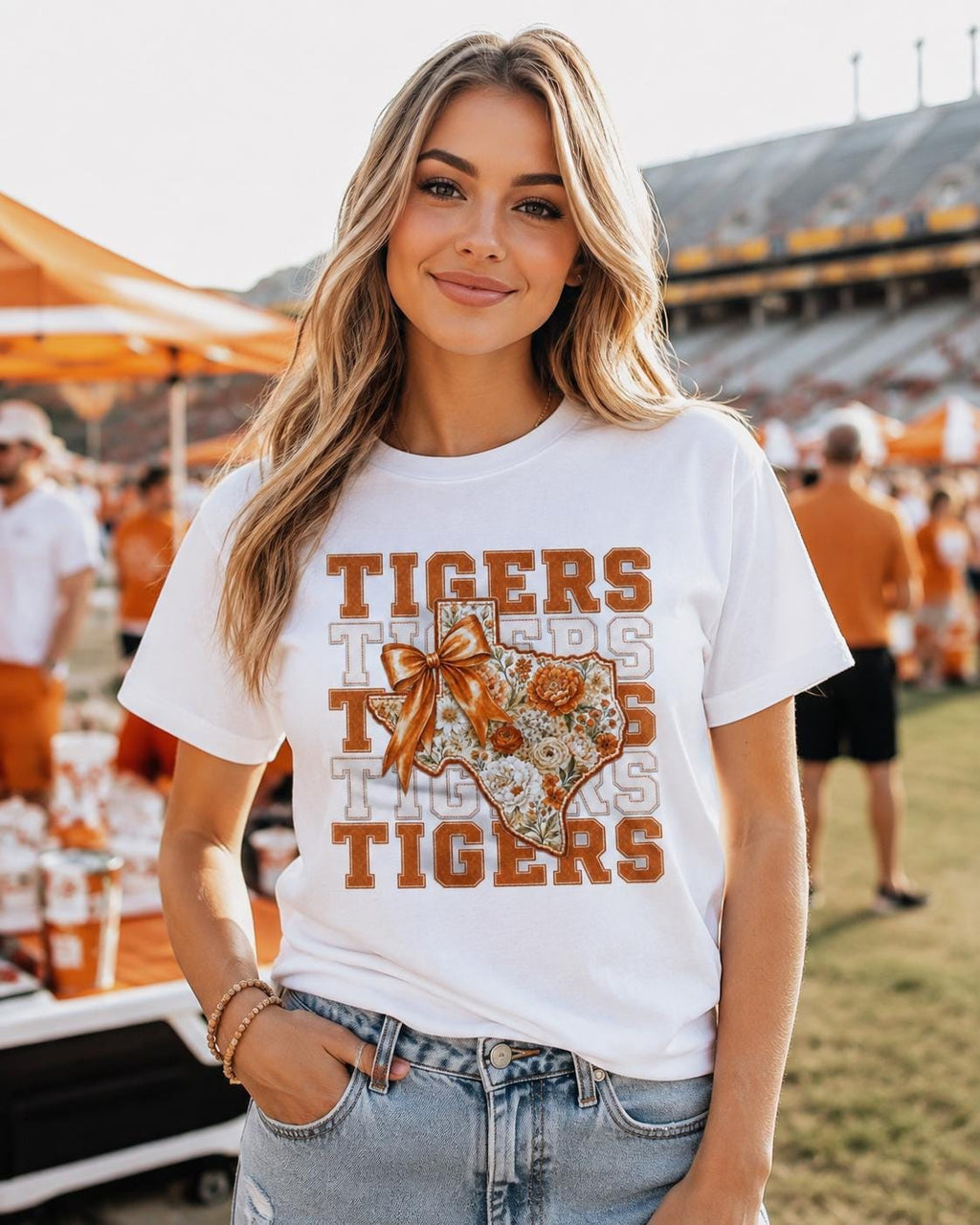 Floral Texas Tigers PNG, Vintage Collegiate Game Day Design (Digital Download)