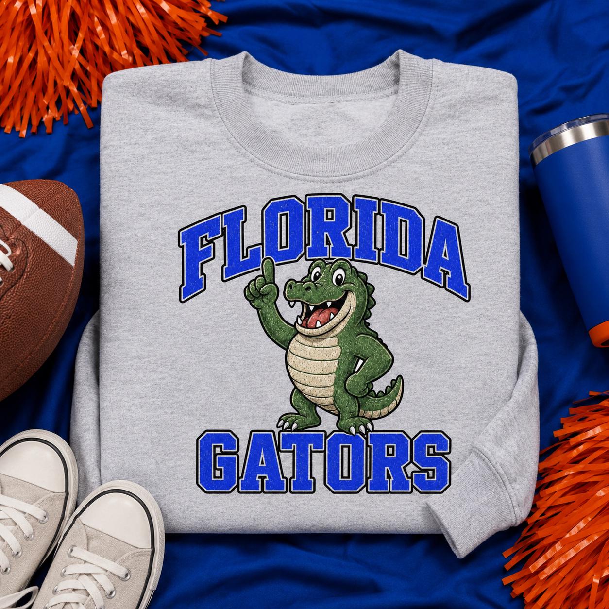 Florida Gators PNG, Vintage Alligator Mascot Sublimation Design, Blue College Football Game Day Download