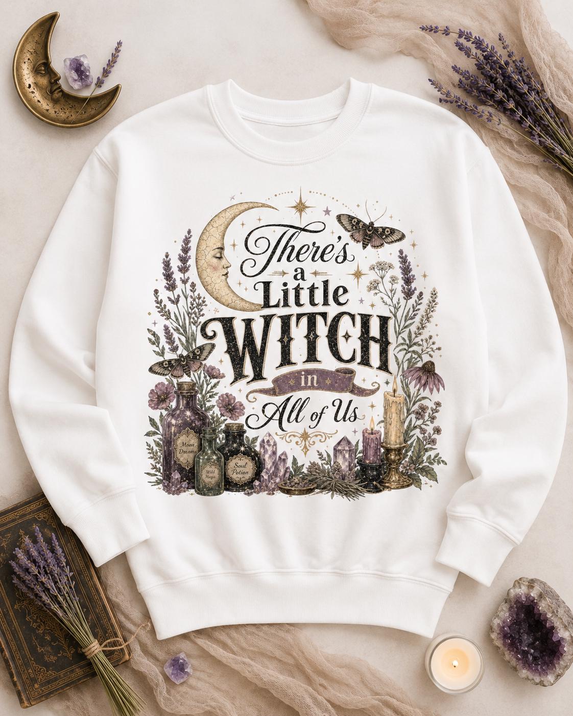 Little Witch PNG, Celestial Cottagecore Boho Design (Digital Download)