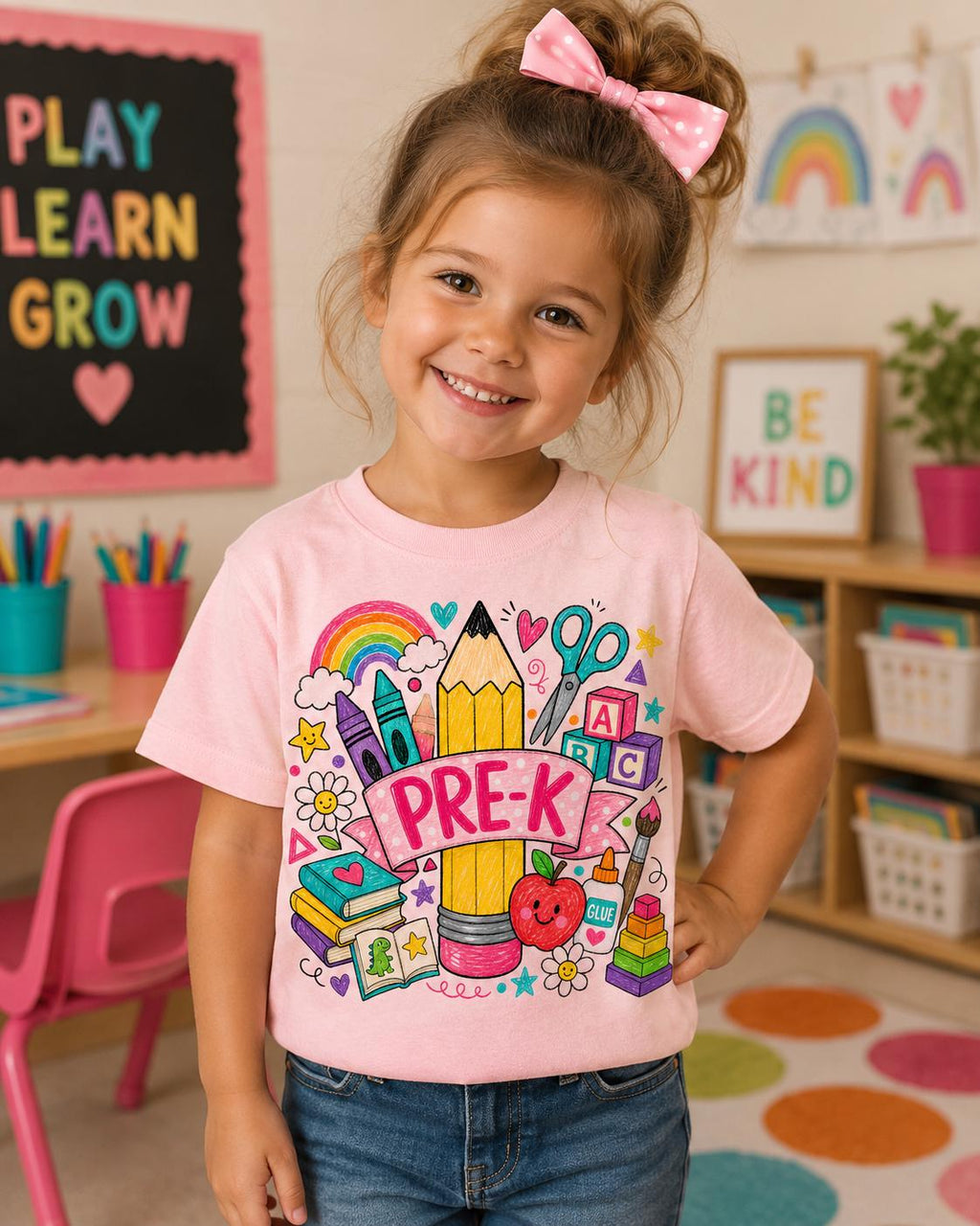 Pre-K Teacher PNG, Colorful School Supplies, Back to School Design (Digital Download)