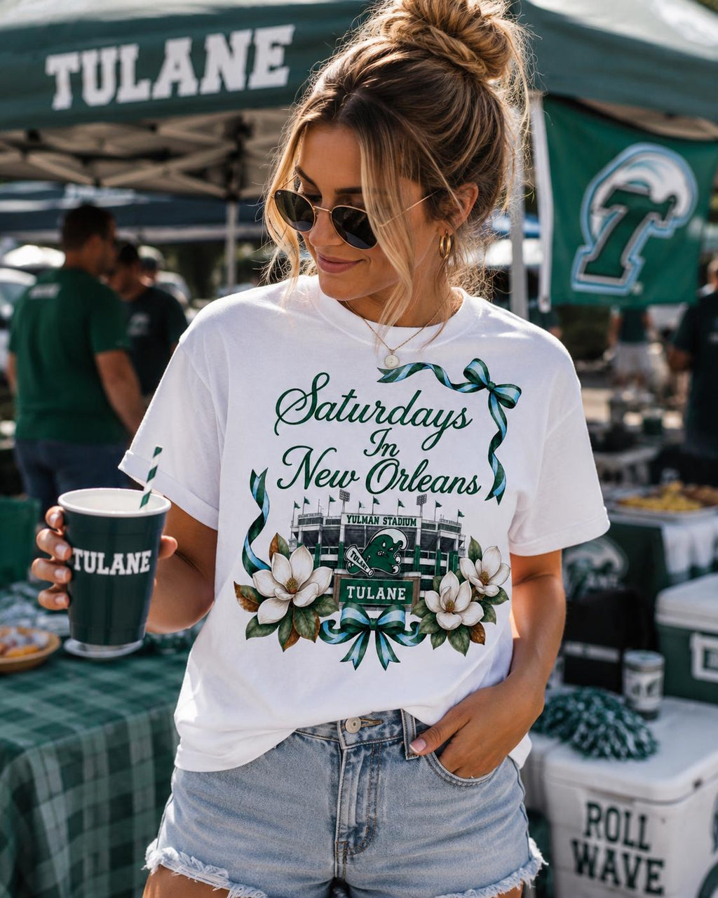Tulane Game Day PNG, Saturdays New Orleans, Yulman Stadium, Green Wave Football (Digital Download)