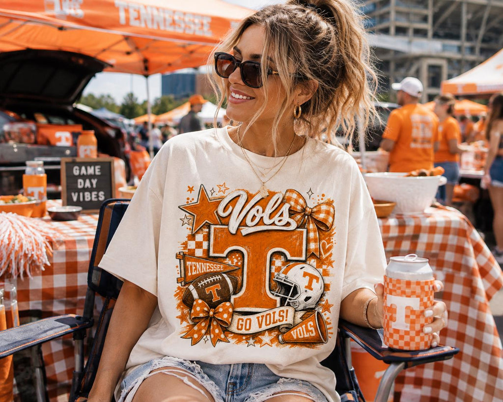 Tennessee Vols Football PNG, Game Day Shirt Design, Distressed Orange Bow (Digital Download)