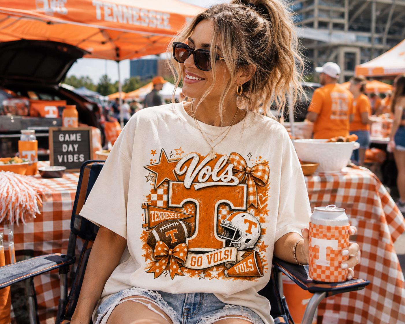 Tennessee Vols Football PNG, Game Day Shirt Design, Distressed Orange Bow (Digital Download)