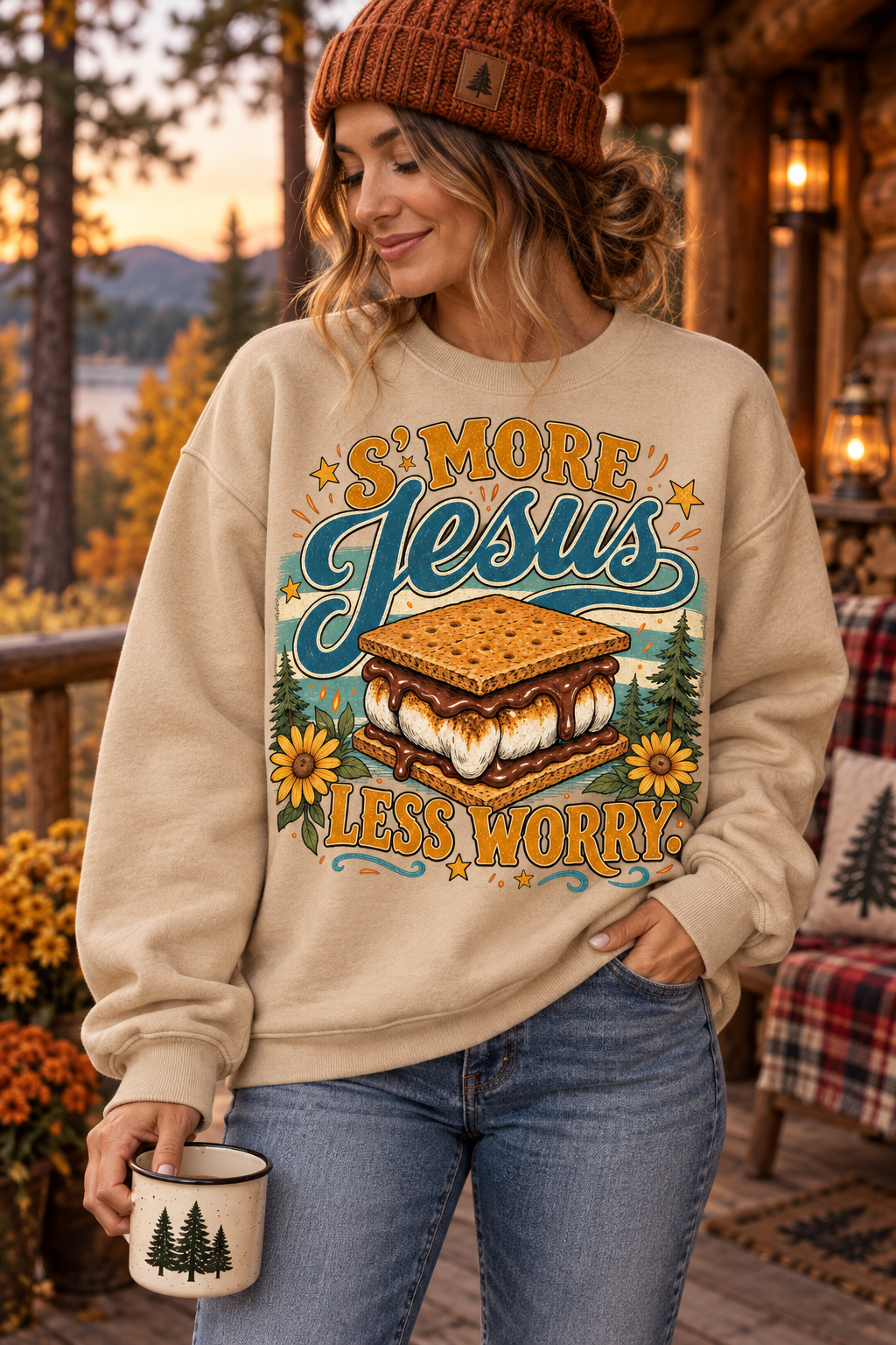 S’more Jesus, Less Worry PNG Design