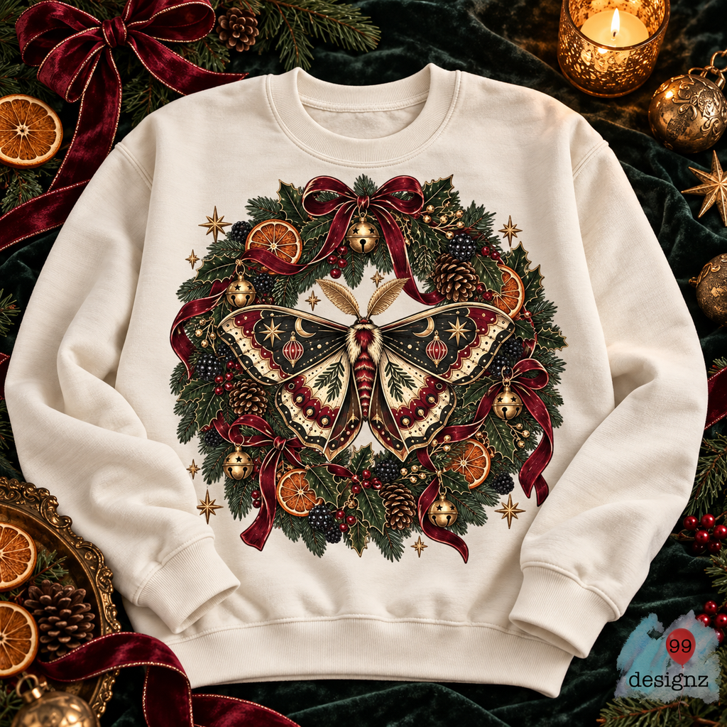 Moody Christmas Wreath PNG Digital Download | Holiday Design