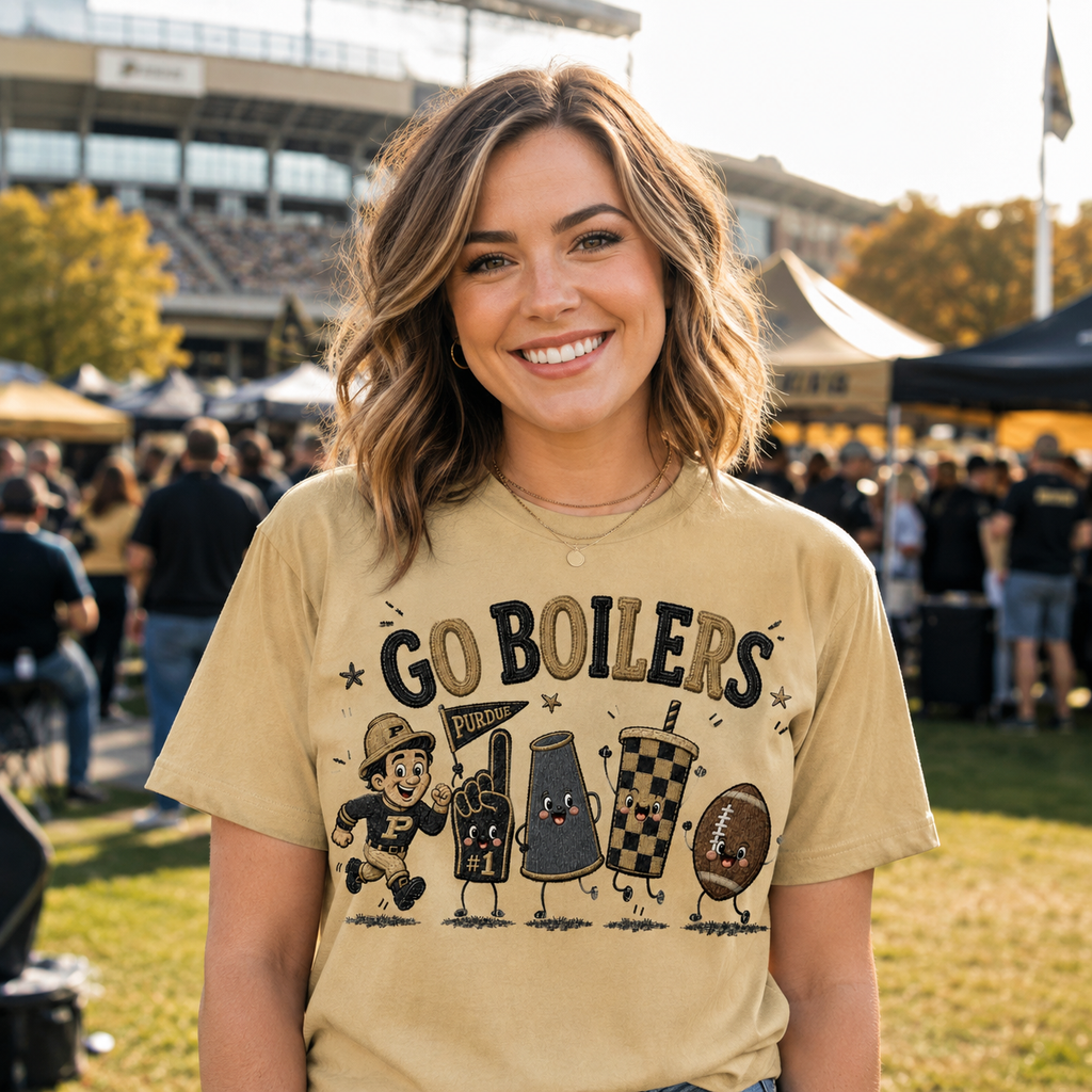 Go Boilers Football PNG – Black and Gold Game Day Design