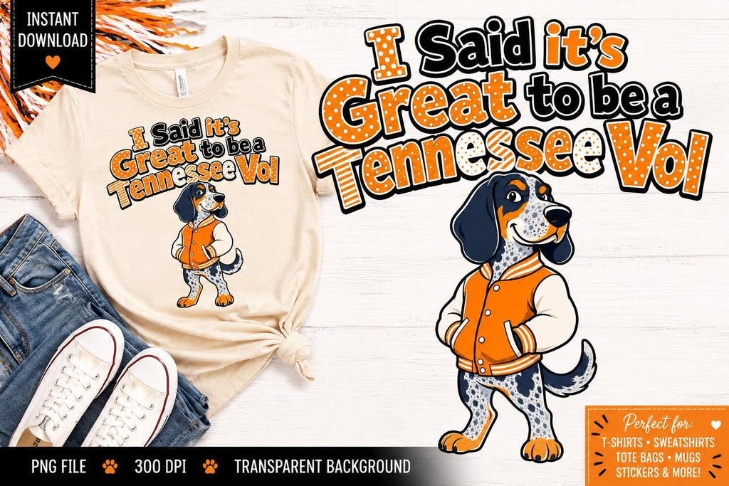 Tennessee Vol Football Dog PNG | Game Day Sublimation Design (Digital Download)