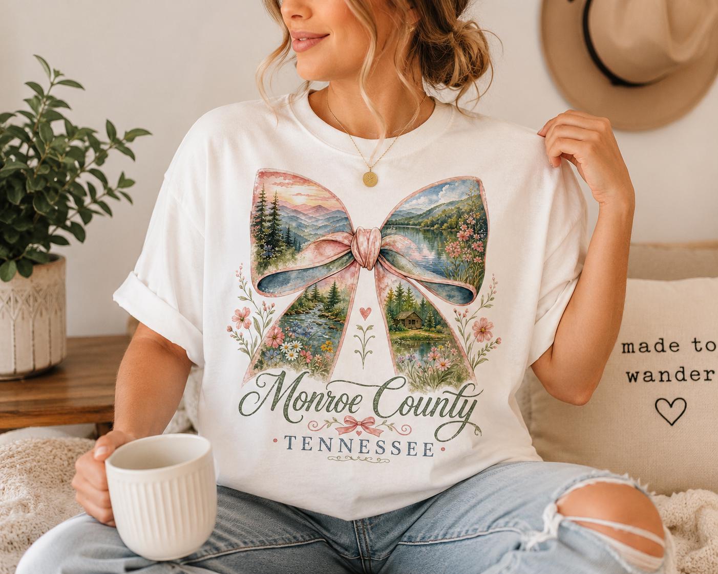 Monroe County Tennessee Bow PNG, Watercolor Smoky Mountains Design (Digital Download)
