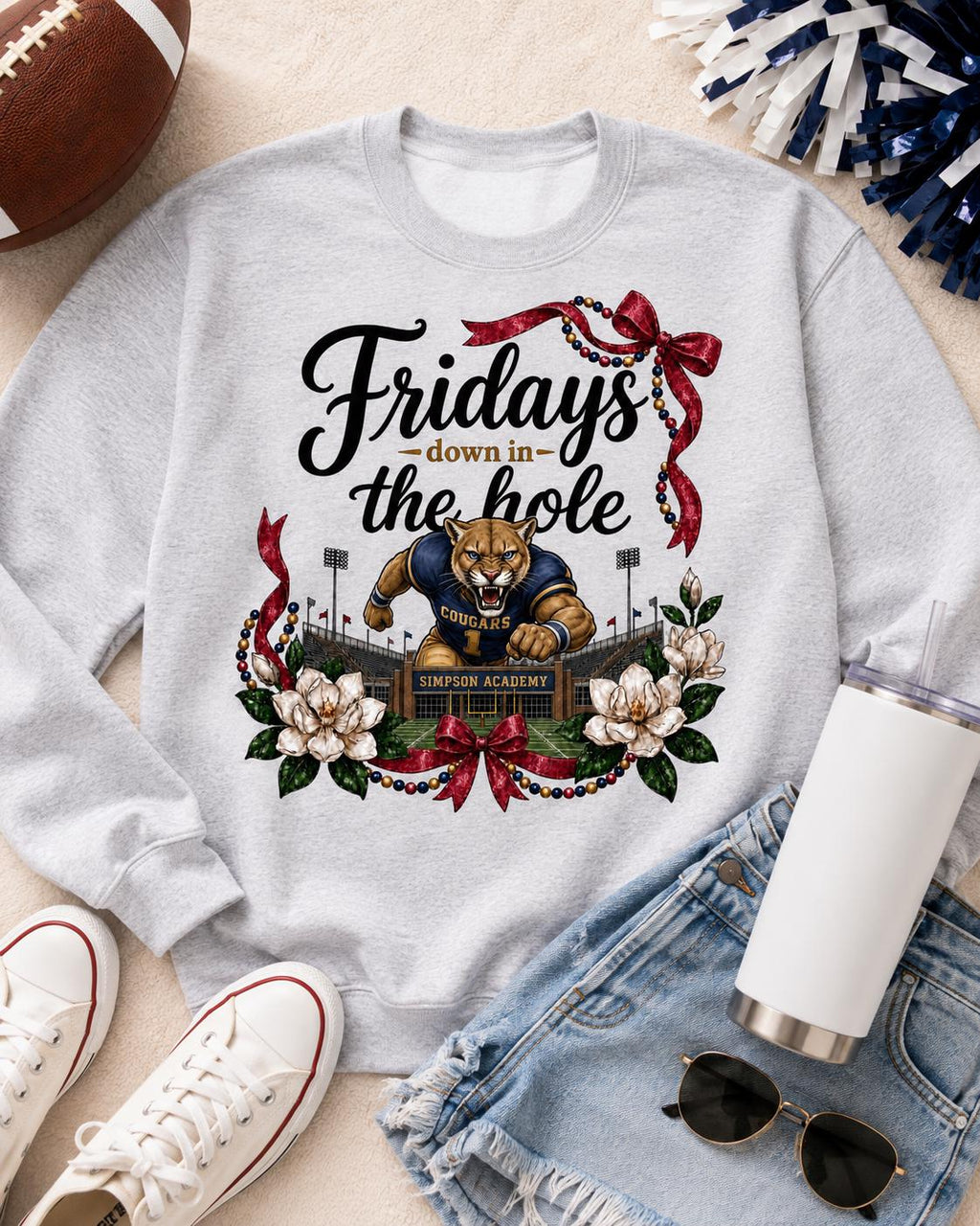 Fridays Down in the Hole PNG, Simpson Academy Cougars Football Design (Digital Download)
