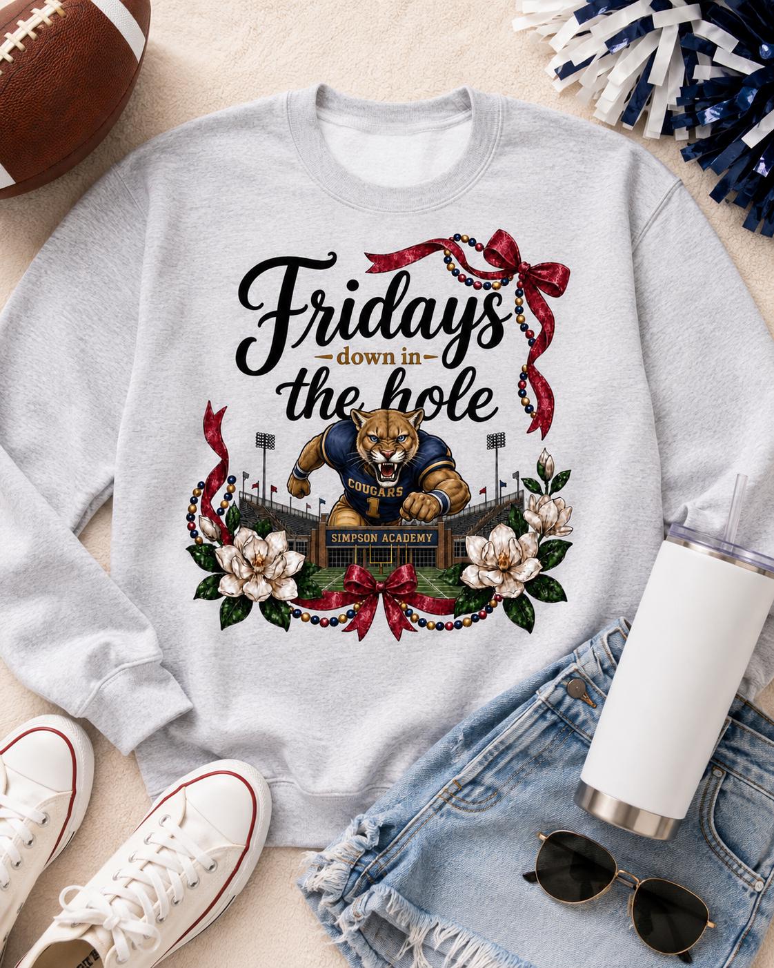 Fridays Down in the Hole PNG, Simpson Academy Cougars Football Design (Digital Download)