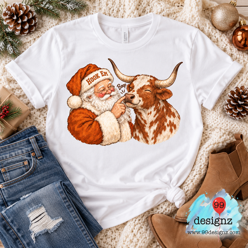 Hook Em Santa & Longhorn Christmas PNG Digital Download for Texas Fans