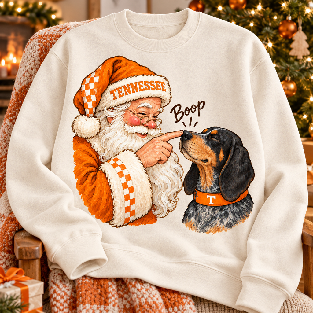 Tennessee Santa Boop PNG | Smokey Hound Dog Christmas Sublimation Design