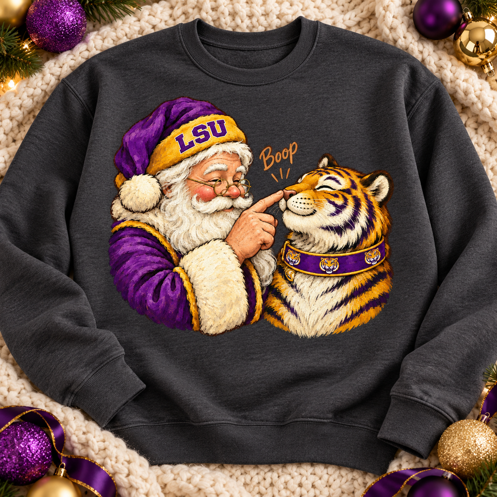 LSU Santa Boop PNG | Tiger Mascot Christmas Sublimation Design