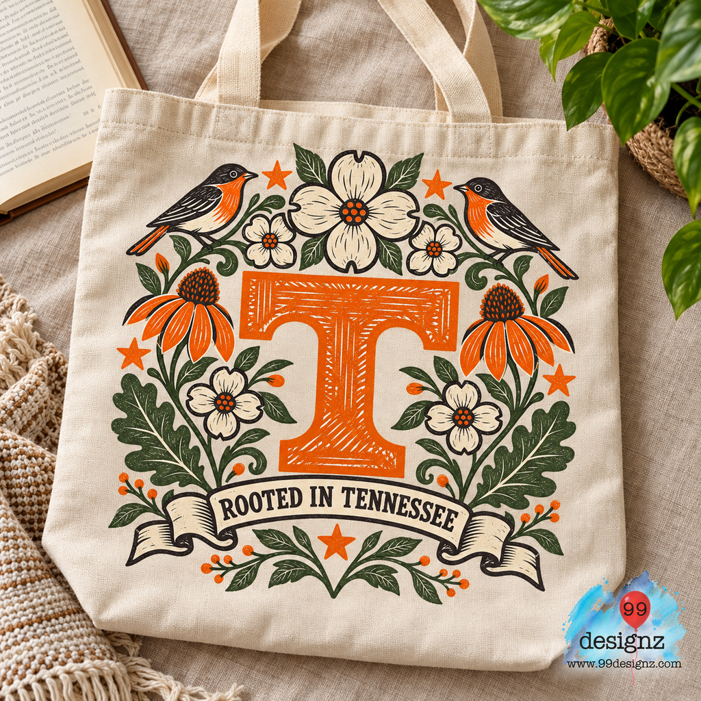 Rooted in Tennessee Floral T Fan PNG Digital Download