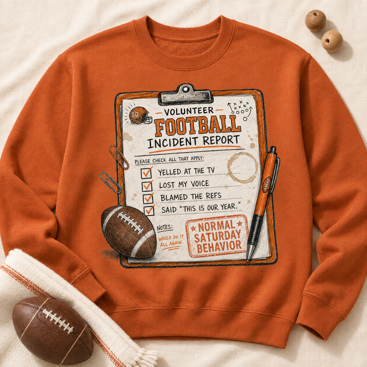 Volunteer Football Incident Report – Funny Football PNG Design | Digital Download