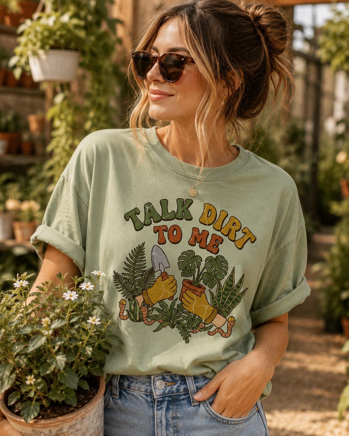 Talk Dirt to Me PNG | Funny Gardening Shirt Design (Digital Download)