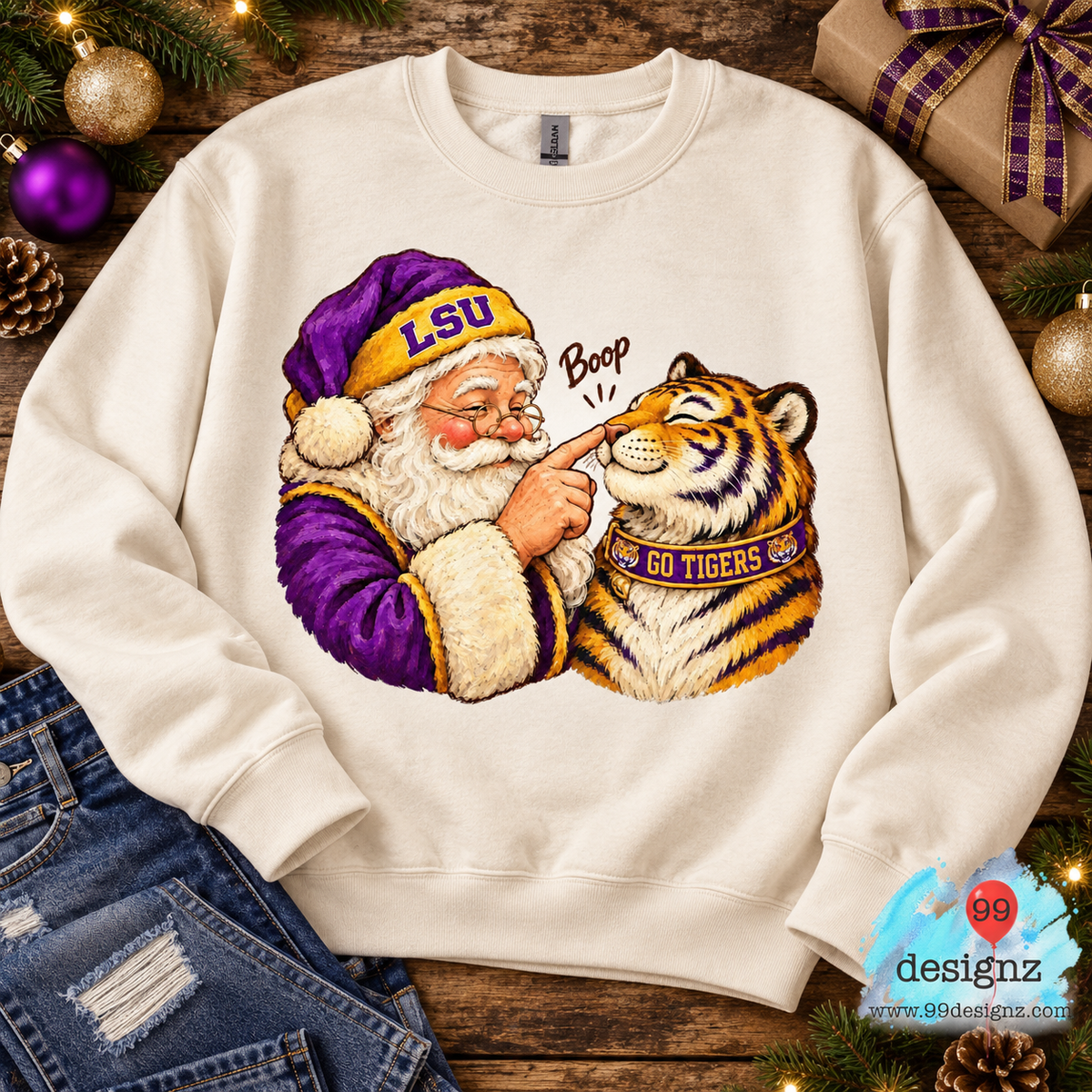 LSU Santa Tiger Boop Christmas PNG Digital Download for Tigers Fans