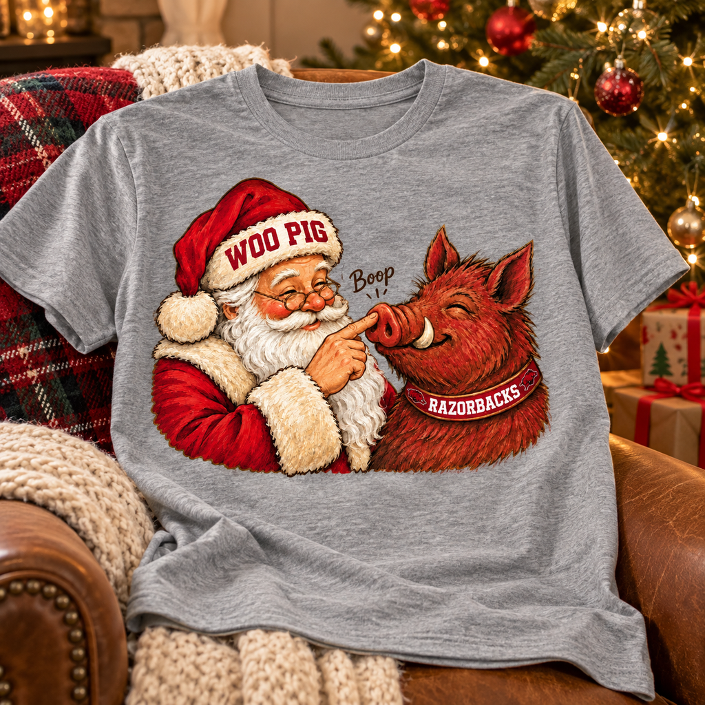 Arkansas Razorbacks Santa Boop PNG | Woo Pig Christmas Sublimation Design