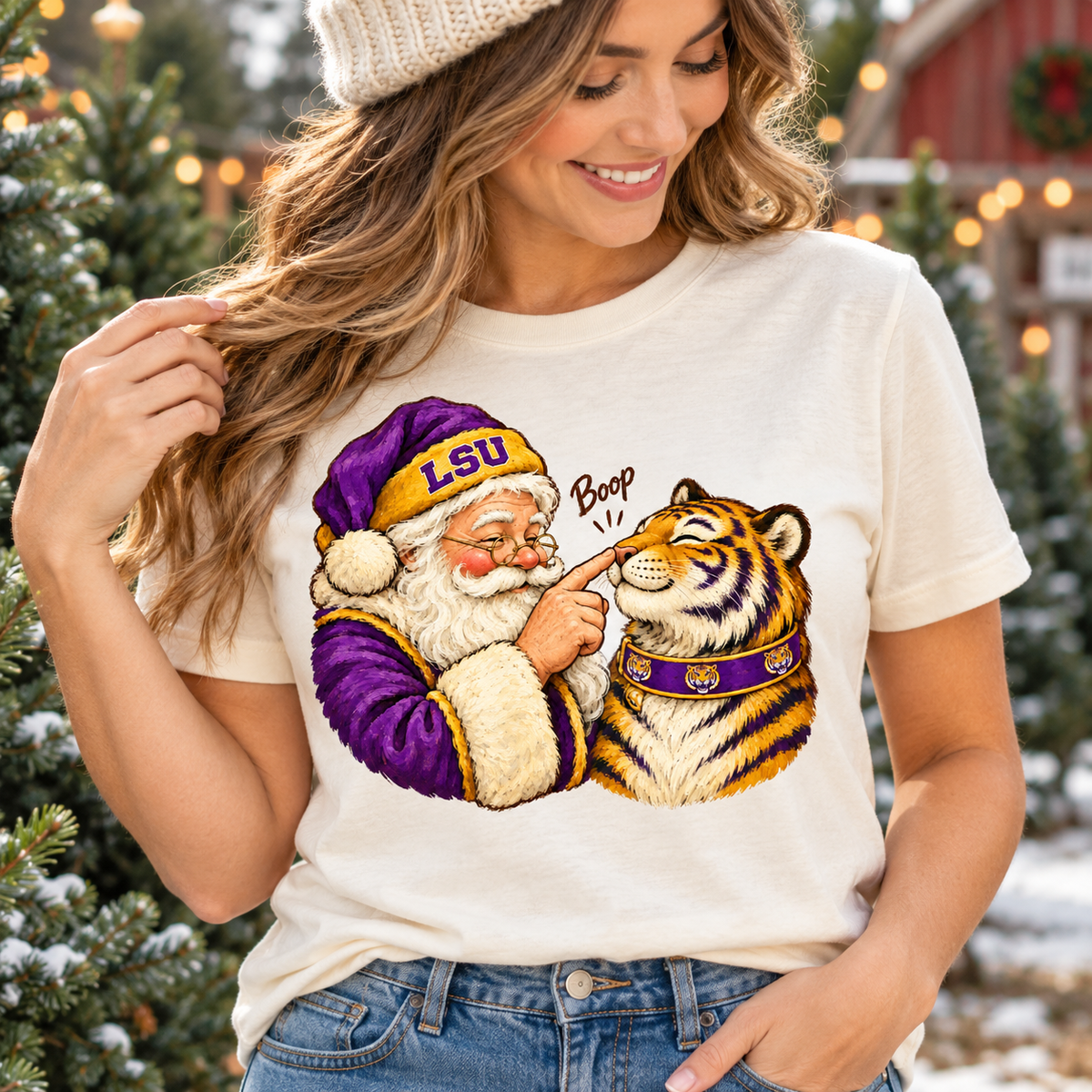 LSU Santa Boop PNG | Tiger Mascot Christmas Sublimation Design