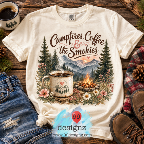 Campfires Coffee & the Smokies PNG Digital Download for Mountain Lovers