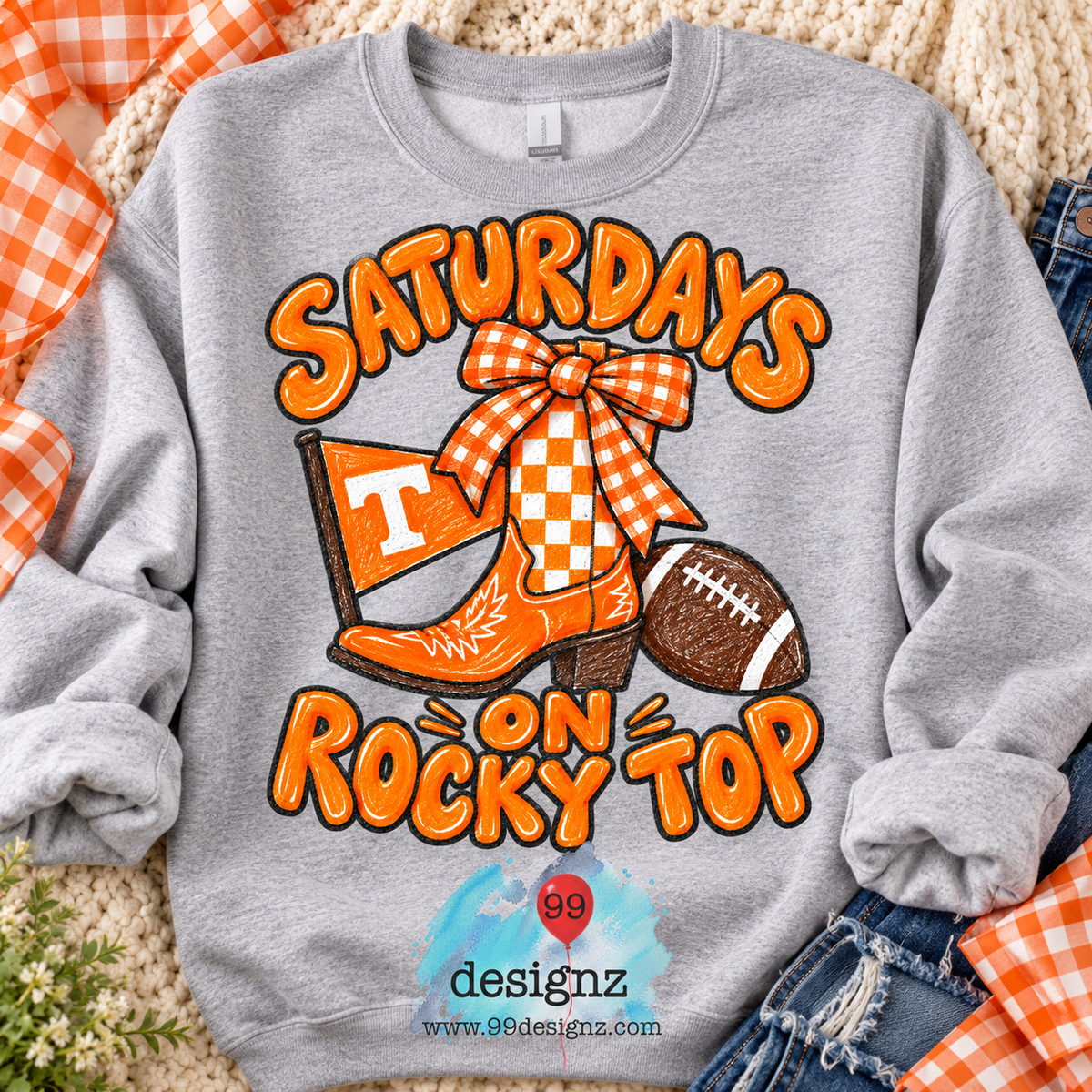 Saturdays on Rocky Top Football Bow & Boot Digital Artwork