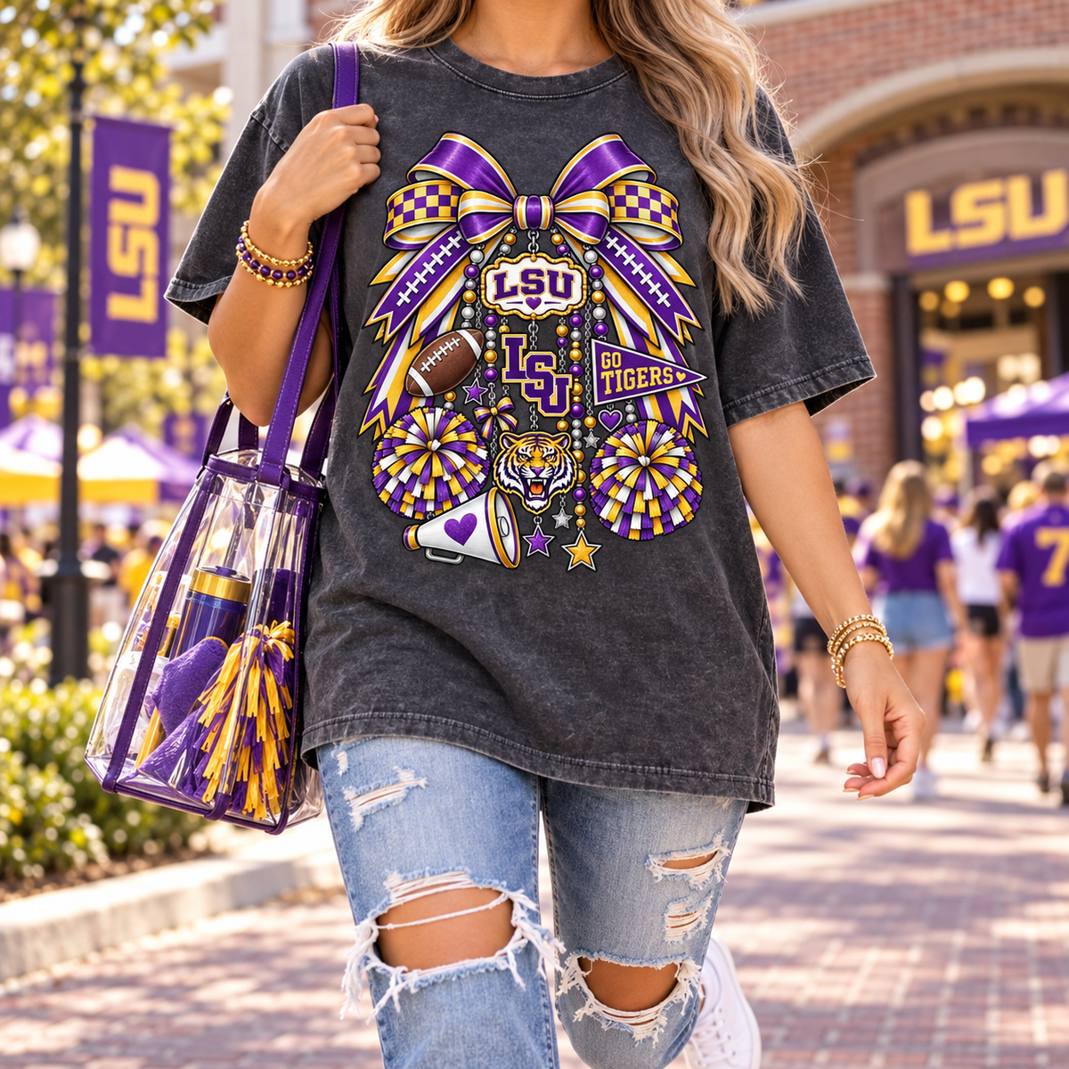 LSU Charm Bow PNG