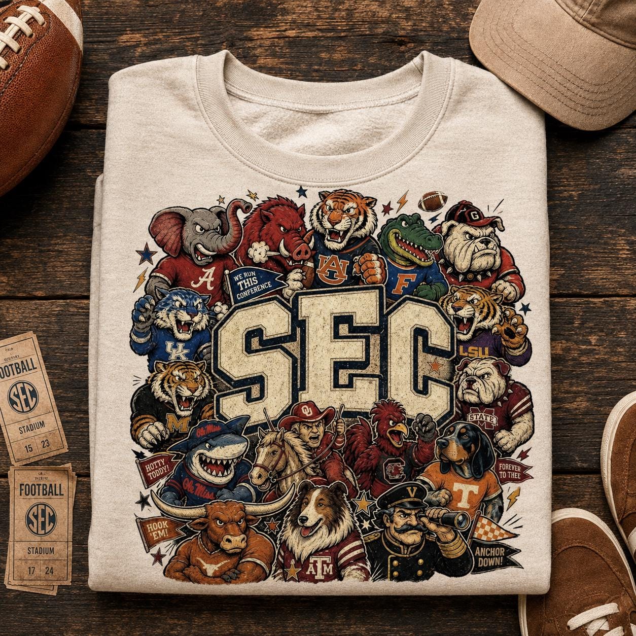 SEC Mascot Collage PNG, Southern College Football Game Day Digital Download