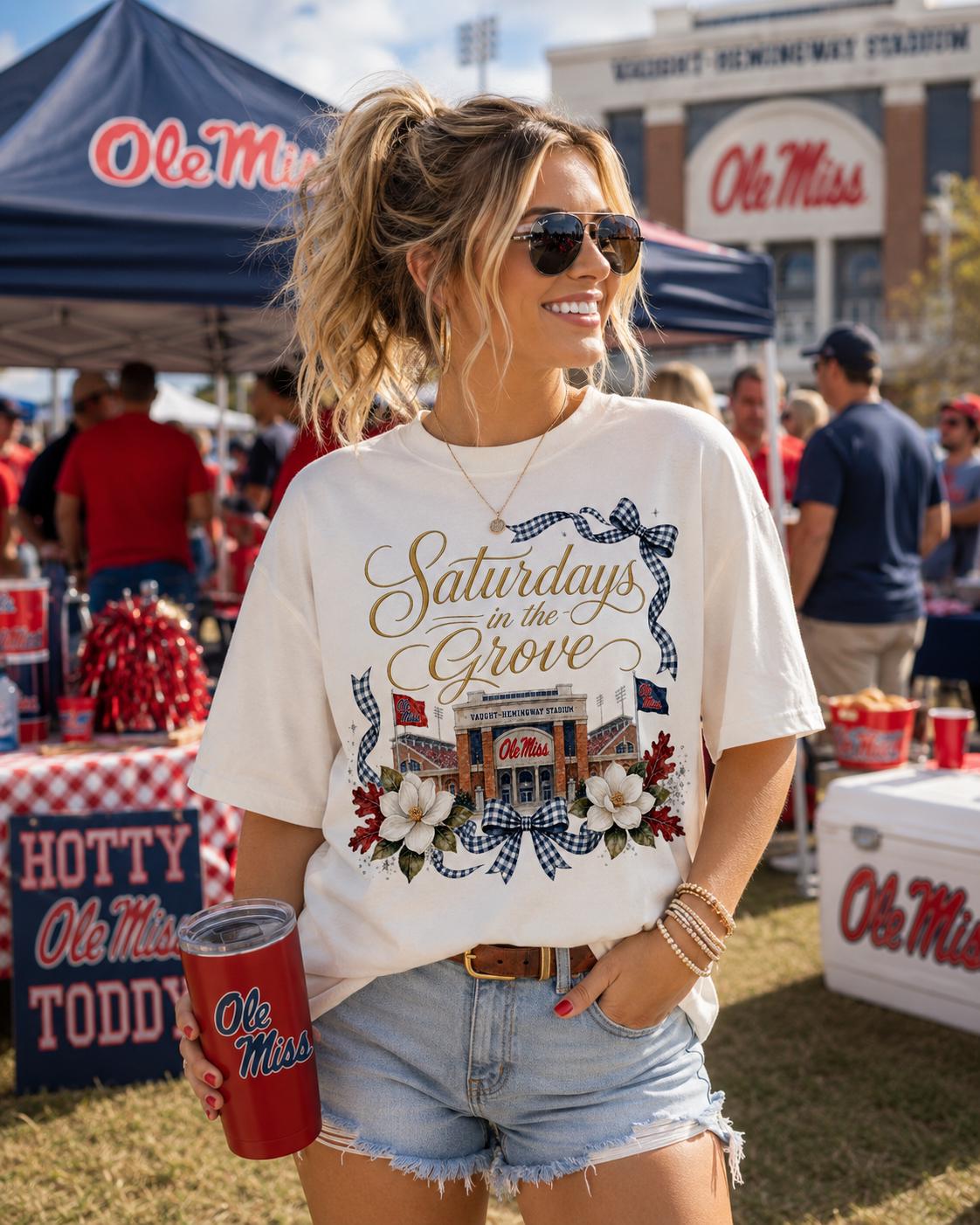 Ole Miss Saturdays in the Grove PNG | Watercolor Stadium Game Day Design (Digital Download)