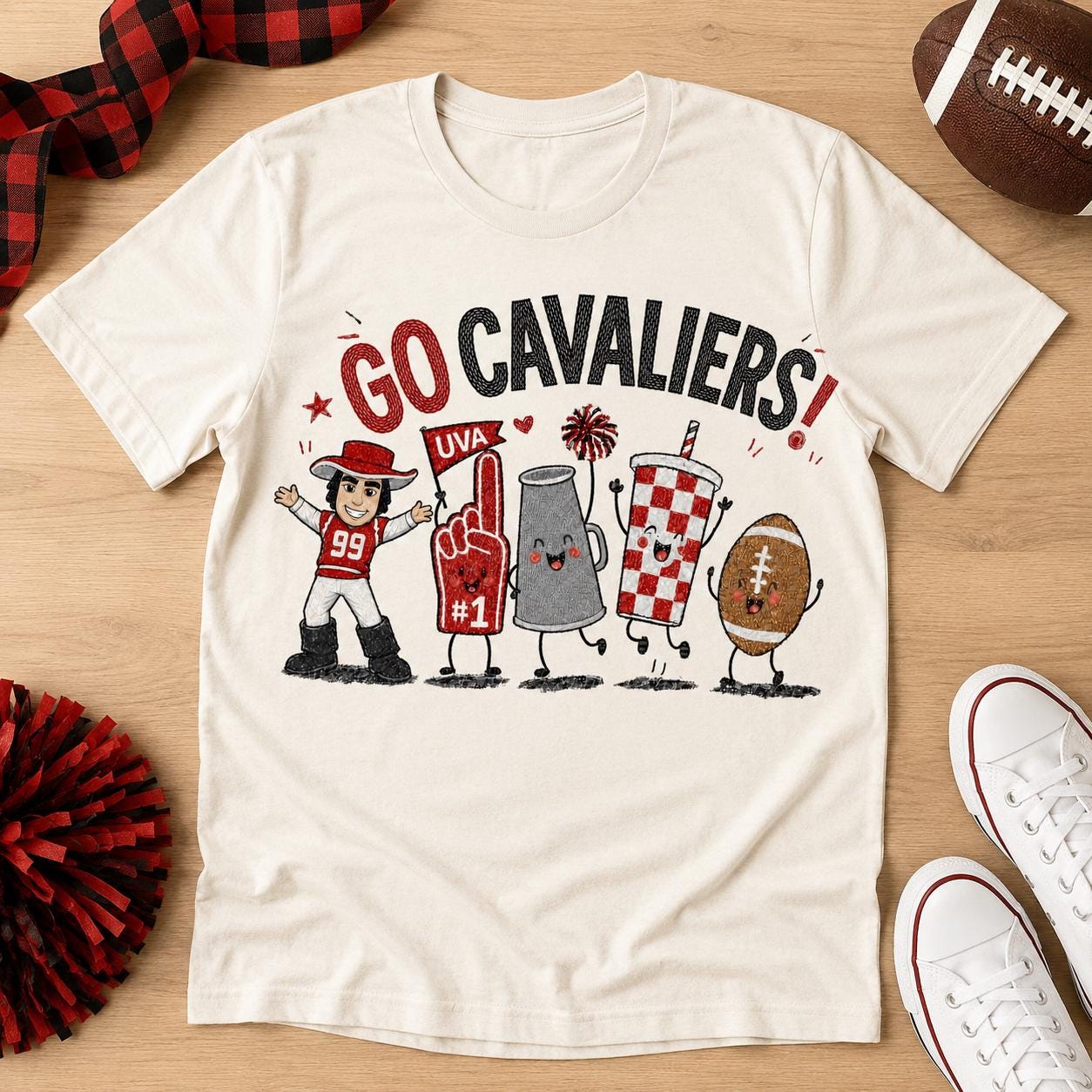 Go Cavaliers PNG, UV Football Game Day Design, Red Black School Spirit Sublimation, Cavalier Mascot Digital Download