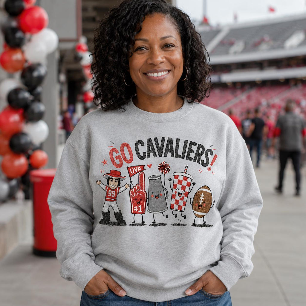 Go Cavaliers PNG, UV Football Game Day Design, Red Black School Spirit Sublimation, Cavalier Mascot Digital Download