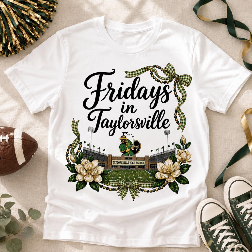 Fridays in Taylorsville PNG, Green Gold Football Game Day Digital Download