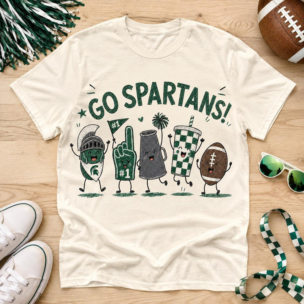 Go Spartans PNG, Spartan Football Game Day Design, Green School Spirit Sublimation, Football Fan Shirt Digital Download