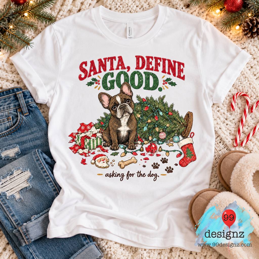 Santa Define Good PNG | Funny French Bulldog Christmas Design