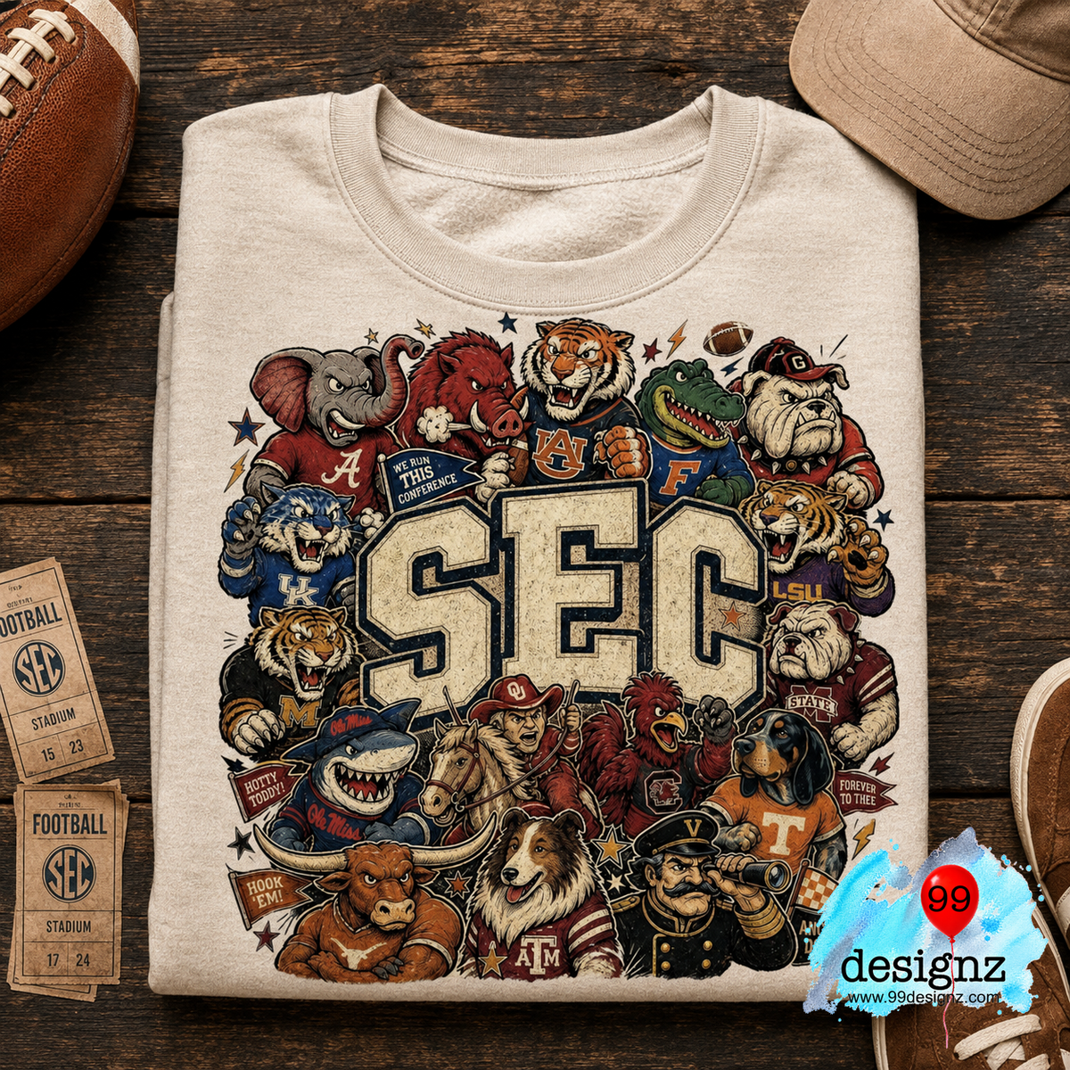 SEC Mascot Collage PNG, Southern College Football Game Day Digital Download