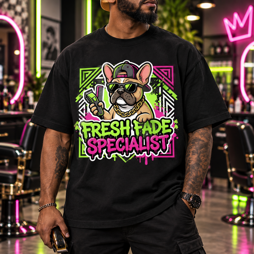 Fresh Fade PNG Design | Barber Digital Download for Sublimation & DTG