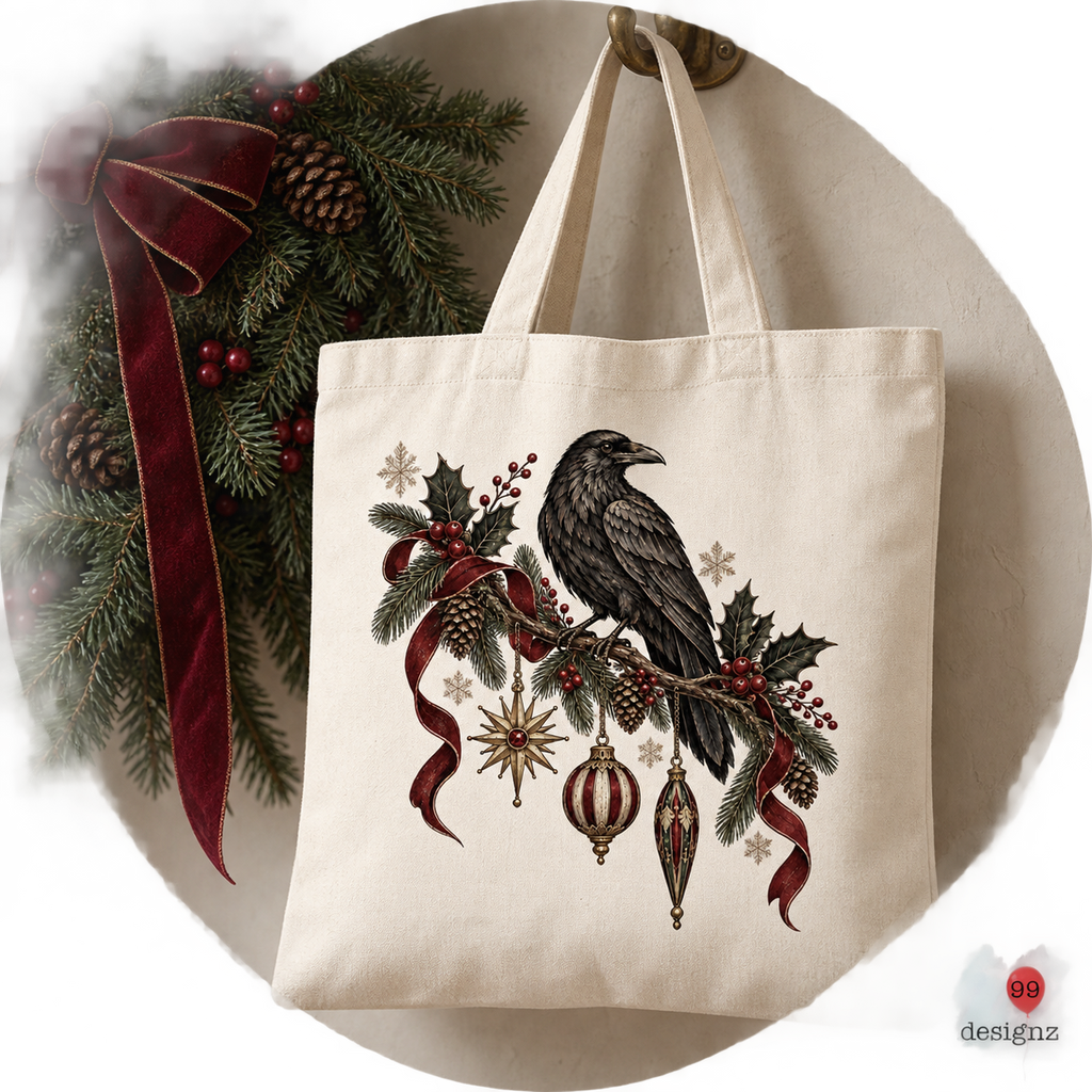 Christmas Raven PNG Digital Download | Holiday Design