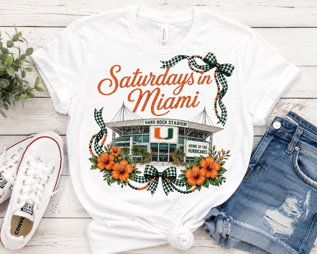 Miami Hurricanes Game Day PNG, Hard Rock Stadium Design, Coquette Football Art (Digital Download)