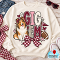 Gig ’Em PNG | Collie Maroon Gingham Bow Game Day Design
