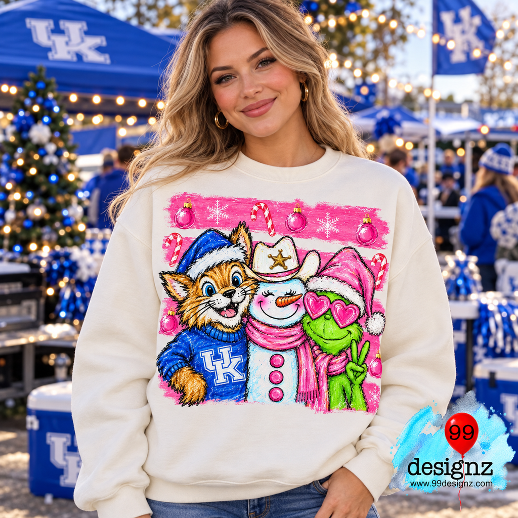 Kentucky Christmas Trio PNG | Wildcat Pink Holiday Design